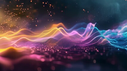 Wall Mural - multicolored bursts of energy burst forth from the speaker board gracefully intertwining to create d