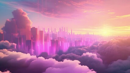 Wall Mural - vibrant equalizer bars soar through the air crafting an everchanging cloudscape that captivates the 