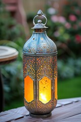 Wall Mural - An Islamic-themed Lantern Glowing with Warmth, Set Against a Background of Gentle Light.