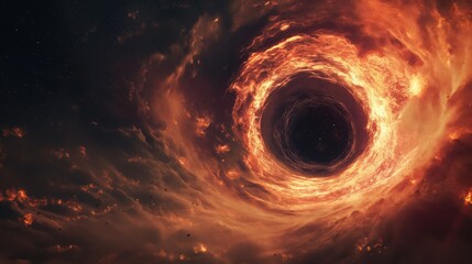 Wall Mural - Fiery black hole in space. Generative AI