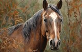 Fototapeta Sypialnia - Horse classical portrait. Simulation in painting style.