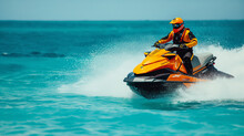 Lifeguard On A Jet Ski Patrolling The Waters Or Water Fun Activities 