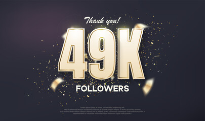 Followers design 49k achievement celebration. unique number with luxury gold