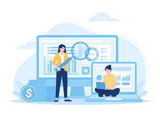 Analyze the system of market differences concept flat illustration