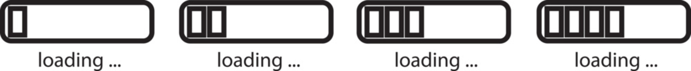 Loading icon icon set in line style. Progress bar simple black style symbol sign for apps and website, vector illustration.