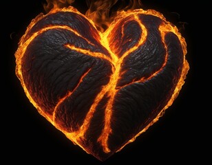 Burning Lava Heart. Fiery passion embodied in a flaming heart.