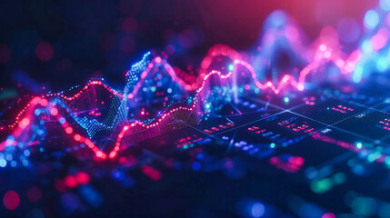 Digital abstract background with blue waves and futuristic elements, perfect for technology, science, and modern business themes