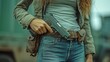 self-defense of a young woman Guns in her tiny purse, woman hiding a gun in his chest, idea of self-defense as a crime