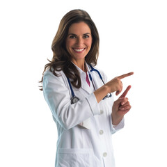 Wall Mural - Dedicated doctor, using a pointing pose to emphasize a health-related message