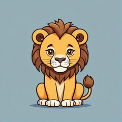 lion cartoon character isolated on simple background.generative AI