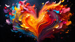 © Bartek - Vibrant swirls of color forming a heart, representing love and creativity, in a dynamic explosion of abstract expressionist art on a dark background