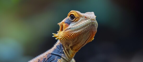 Poster - Agama lizard with a beard in the background.