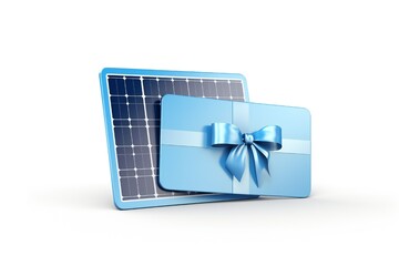 Wall Mural - Solar panel gift card isolated on white background Generative Ai