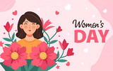 Fototapeta Tulipany - Women's Day copy space background for March 8 with colorful flowers.