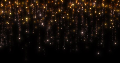Wall Mural - an orange curtain of sparkling lights. orange, yellow, white particles with tails of scattered small