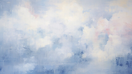 Wall Mural - clouds sky, paint art canvas, surface light copy space abstract background blue and white