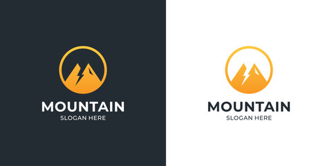 Wall Mural - Circular mountain peak logo design template