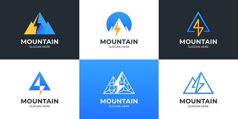 Wall Mural - Set of mountain peak silhouette for outdoor adventure logo design