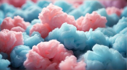 Closeup texture of blue cotton candy, silky fluffy and cloudy' from Generative AI