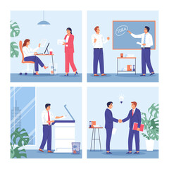 Canvas Print - Business people hand drawn cartoon composition set