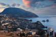View at the town of Gurzuf and mount Ayu-dag, Crimea at sunrise