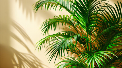  Lush green tropical leaves, highlighting the vibrant and fresh beauty of nature in a sunny and exotic environment