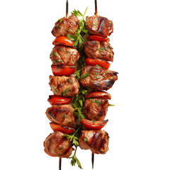 Wall Mural - Grilled chicken shish kebab isolated on transparent background.