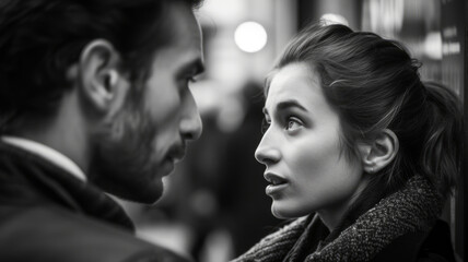 Wall Mural - Close-up portrait of a man and woman.