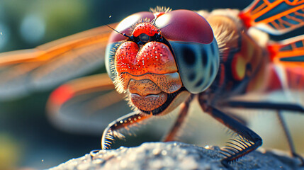 Close-up of an insect, showcasing the intricate details and natural beauty of wildlife in a macro, environmental context