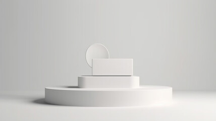 Wall Mural - white podium abstract empty three-dimensional platform design.