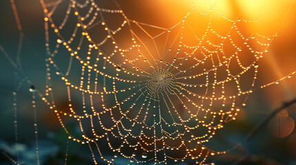 spider web with dew drops