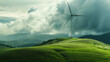 Modern wind turbines harness the power of wind in open fields, contributing to clean, renewable energy for the future