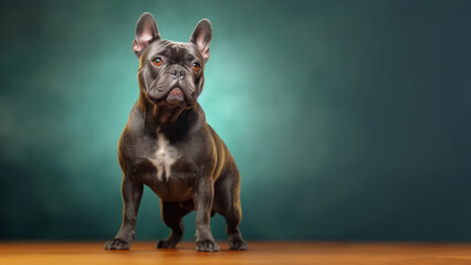 Wall Mural - Cute Dog portrait studio shoot Studio background: Copy space