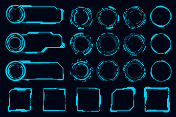 Wall Mural - vector set interface futuristic frame design element. technology hi-tech element.