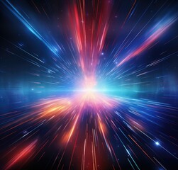 futuristic speed motion with blue and red rays of light abstract background