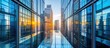 © prastiwi - High office building next contemporary high rise structures with glass mirrored walls. AI generated