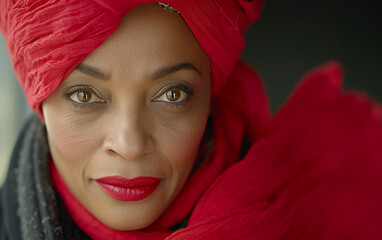 Wall Mural - Woman With Red Turban on Her Head