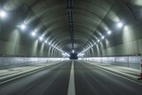 Fototapeta Tulipany - clean maintenance tunnel with lights on, no workers