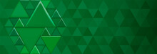 Abstract Background With Pattern Of Small Triangles And Several Large  Triangular Shapes In Green Colors