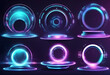 Circle portals, teleport, hologram gadget. Blank