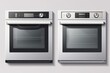Two ovens placed side by side on a clean white background. Perfect for illustrating kitchen appliances or home improvement projects