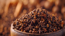 A Photo Of Cloves, With A Warm And Aromatic Atmosphere As The Background, During A Spice-infused Tea Brewing Session