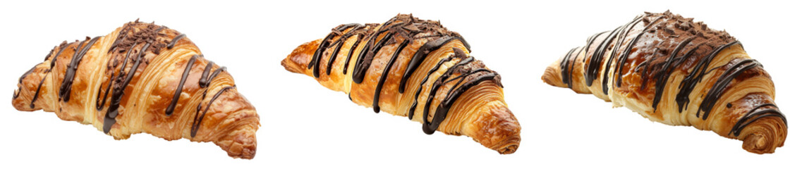 Canvas Print - Chocolate Croissant. Isolated on Transparent Background. 