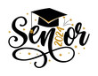 Senior 2024 - Typography. black text isolated white background. Vector illustration of a graduating class of 2024. graphics elements for t-shirts, and the idea for the sign
