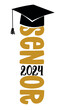 Senior 2024 - Typography. blck text isolated white background. Vector illustration of a graduating class of 2024.