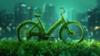 Grüne Energie bei Bussen und öffentlichen Verkehrsmittel sowie Fahrrad aus Gras grün und nachhaltiger Transport urban Generative AI