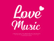 © Popskraft - Vector creative logo Love Music with decorative Heart. Modern Calligraphic Font. Trendy Alphabet Letters and Numbers set.