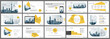Abstract white, yellow slides. Brochure cover design. Fancy info banner frame. Creative set of infographic elements. Urban. Title sheet model set. Modern vector. Presentation templates, corporate.