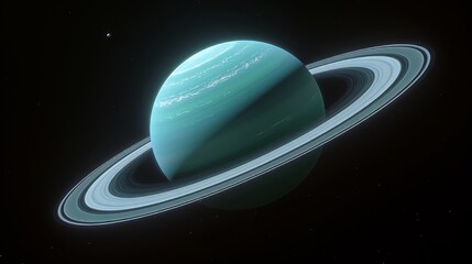 Poster - Conceptual image of Uranus, showcasing its pale blue-green coloration and rings from a unique angle Generative AI
