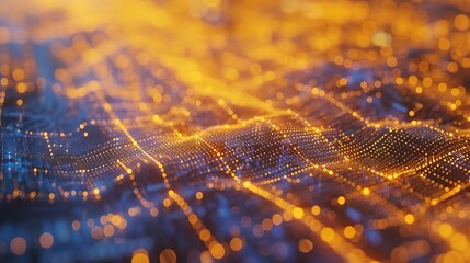 Aufkleber - Smart city and abstract dot point connect with gradient line and aesthetic Intricate wave line design , big data connection technology concept . : Generative AI